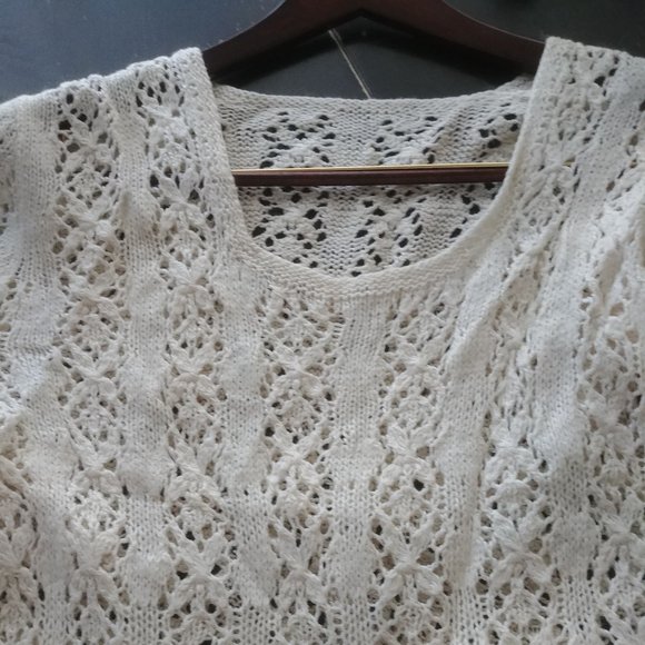 Long Knitted custom made dress size L  nude tan check VIDEO - Picture 9 of 15